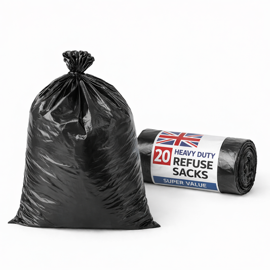 Black Heavy Duty Bin Bags 50L — Roll of 20